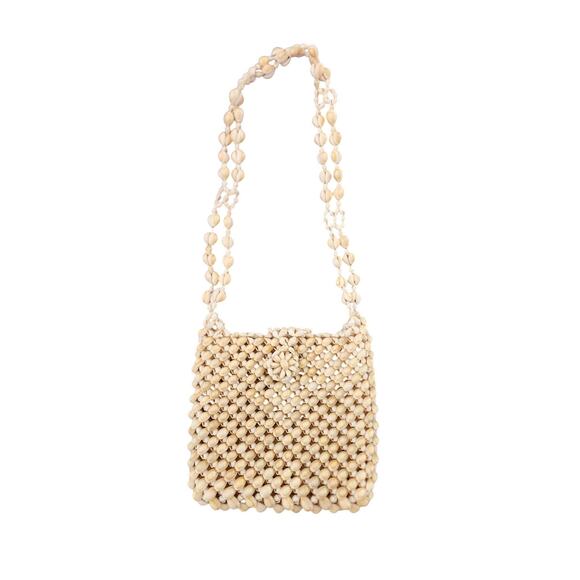 Vtg Unique Handmade Cowrie Seashell Handbag Shoulder Boho Beach Fairy Purse - Picture 2 of 8